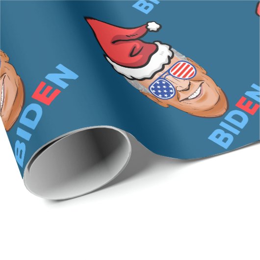 Papier Cadeau joe biden noël santa hat (Coin rond)