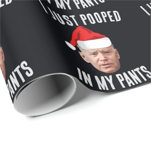 PAPIER CADEAU JOE BIDEN POOPÉ POOP FUNNY NOËL AMUSANT (Coin rond)