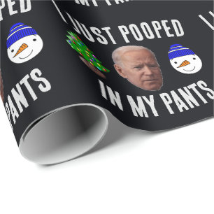 PAPIER CADEAU JOE BIDEN POOPÉE DANS LES PANNES NOËL LIVRE D'ÉTIQ