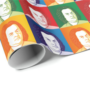 Papier Cadeau Johann Sebastian Bach Portrait dans vier Farben