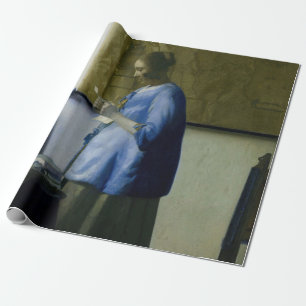 Papier Cadeau Johannes Vermeer - Une femme en bleu lisant une le