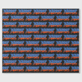 Papier Cadeau Johnny Prénom Graffiti blue orange (Plat)