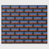 Papier Cadeau Johnny Prénom Nom Graffiti bleu orange (Plat)