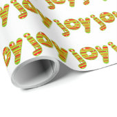 Papier Cadeau JOIE à Noël, Red & Green Stripes (Coin rond)