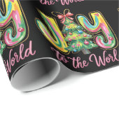 Papier Cadeau Joie Au Monde Neon Christmas Tree Brushstroke (Coin rond)