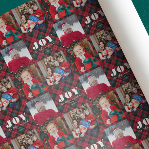Papier Cadeau Joie au monde Plaid Photo Holiday Wrapping Pape