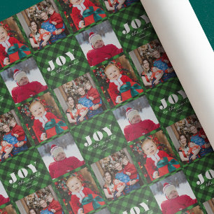 Papier Cadeau Joie au monde Plaid Photo Holiday Wrapping Pape
