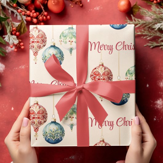 Papier Cadeau Joie autrichienne | Joyeux Noël | Ornements arbore