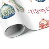 Papier Cadeau Joie autrichienne | Joyeux Noël | Ornements arbore (Coin rond)