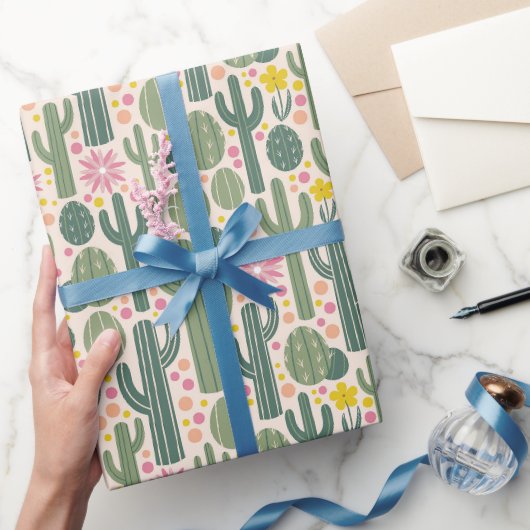 Papier Cadeau Joie de la Floraison de Cactus (Cadeaux)