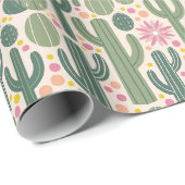 Papier Cadeau Joie de la Floraison de Cactus (Coin rond)