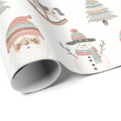Papier Cadeau Joie de Noël Boho Holiday (Coin rond)