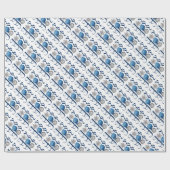 Papier Cadeau Joie de Noël en argent bleu (Plat)