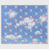 Papier Cadeau Joie de Noël et colombe blanche dans le ciel (Plat)