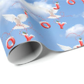 Papier Cadeau Joie de Noël et colombe blanche dans le ciel (Coin rond)