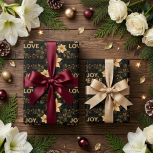 Papier Cadeau Joie de Noël Sophistiquée Paix & Amour Vacances TM