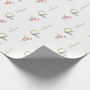 Papier Cadeau Joie de vacances botanique Or rustique minimaliste