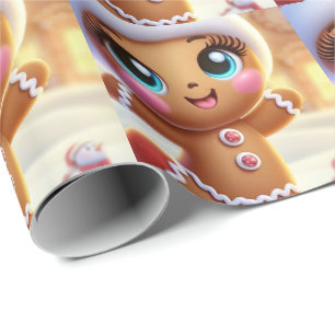 Papier Cadeau Joie des Fêtes de Pain d'Épice
