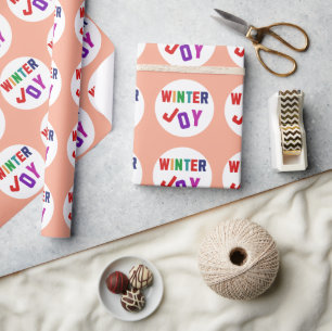 Papier Cadeau Joie d'hiver - Lettres colorées douillettes