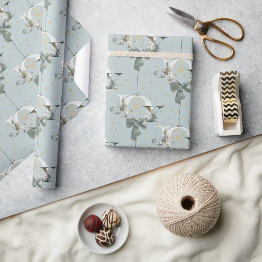 Papier Cadeau Joie Forêt d'hiver Police Or Ornament de neige ble (Artisanat)