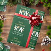 Papier Cadeau Joie ! Joyeux Chic Rustique Script Vert Noël