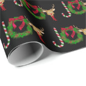 Papier Cadeau JOIE Noël couronne et rennes (Coin rond)