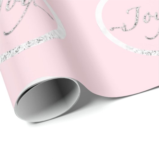 Papier Cadeau Joie Noël Gris Argent Gris Rose rose Vacances (Coin rond)