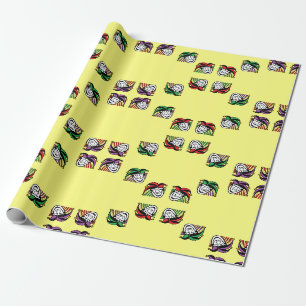 Papier Cadeau Joker coloré casquette motif jaune