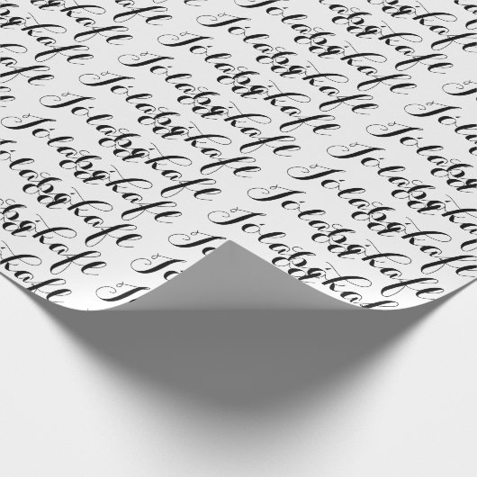 Papier Cadeau Jólabókaflóð Blanc Noir Script Livre Inondation (Coin)