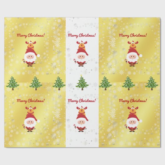 Papier Cadeau Joli Amusant Élégant Rudolph Père Noël Arbres de N (Plat)