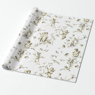 Papier Cadeau Joli Angels Cupides Vintages Floral Beige