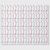 Papier Cadeau Joli Anniversaire de enfant Pastel Giraffe (Plat)