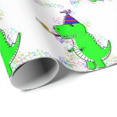 Papier Cadeau Joli Anniversaire Dinosaur Confetti (Coin rond)