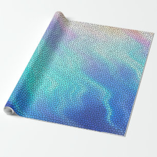 Papier Cadeau Joli Aqua bleu violet pastel carrelage mosaïque