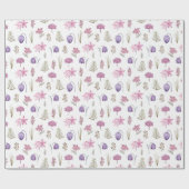 Papier Cadeau Joli Aquarelle Stylish Rose violet fleurs Jardin (Plat)