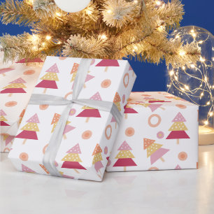 Papier Cadeau Joli Arbre de Fêtes aux Joues Roses Tendres