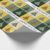 Papier Cadeau Joli arbre de Noël Sage vert personnalisé (Coin)