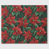 Papier Cadeau Joli Art numérique rouge et vert Poinsettias (Plat)