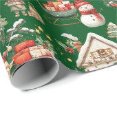 Papier Cadeau Joli atelier Père Noël Elfes Christmas Découpage (Coin rond)