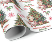 Papier Cadeau Joli Blanc Pony Enfants Noël (Coin rond)