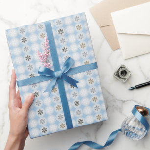 Papier Cadeau Joli bleu blanc de Noël flocons cadeau envelopper