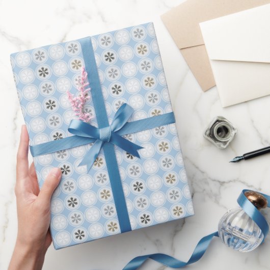 Papier Cadeau Joli bleu blanc de Noël flocons cadeau envelopper (Cadeaux)