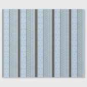 Papier Cadeau Joli bleu rayures de Noël flocons de neige emballa (Plat)