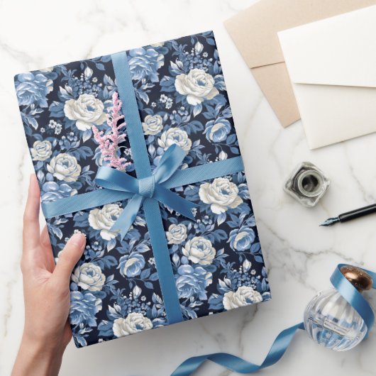 Papier Cadeau Joli bleu rose motif (Cadeaux)