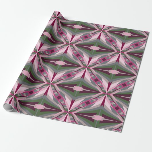 Papier Cadeau Joli Bloc De Couleur Étitré Rose Et Vert (Déroulé)