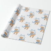 Papier Cadeau Joli Blue Winter Reindeer Enfants Noël (Déroulé)