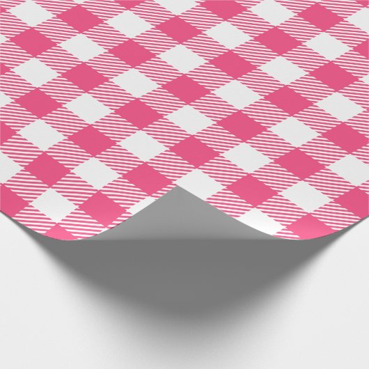 Papier Cadeau Joli Bonbon Pink Et Blanc Buffalo Plaid (Coin)