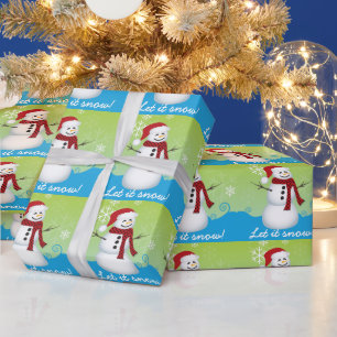 Papier Cadeau Joli bonhomme de neige portant un chapeau de Père