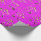 Papier Cadeau Joli bonhomme en pain d'épices drôle rose et or No (Coin)