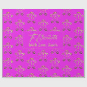 Papier Cadeau Joli bonhomme en pain d'épices drôle rose et or No (Plat)